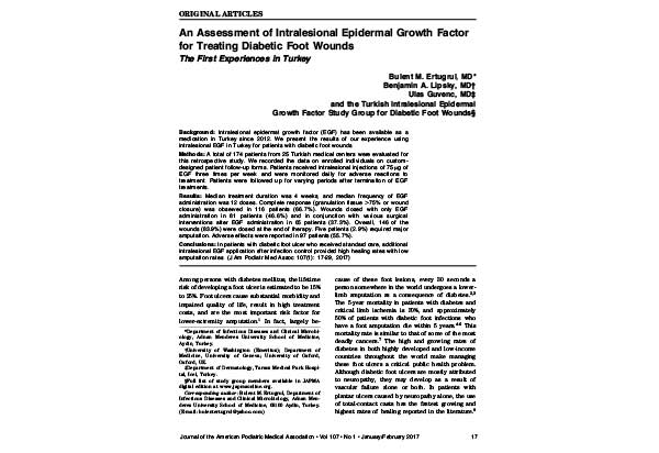 An Assessment of Intralesional Epidermal Growth Factor for Treating Diabetic Foot Wounds