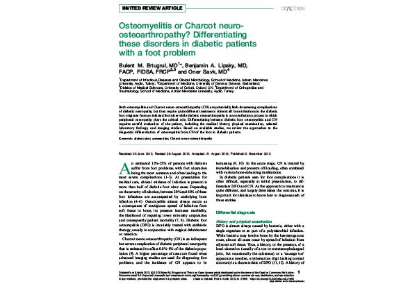 Osteomyelitis or Charcot Neuro-osteoarthropathy Differentiating these Disorders in Diabetic Patients with a Foot Problem